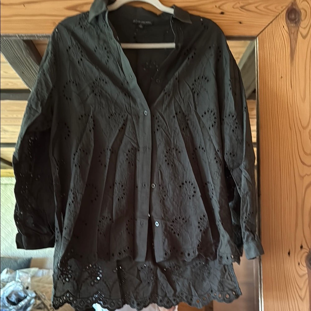 Moss green eyelet blouse. Never worn